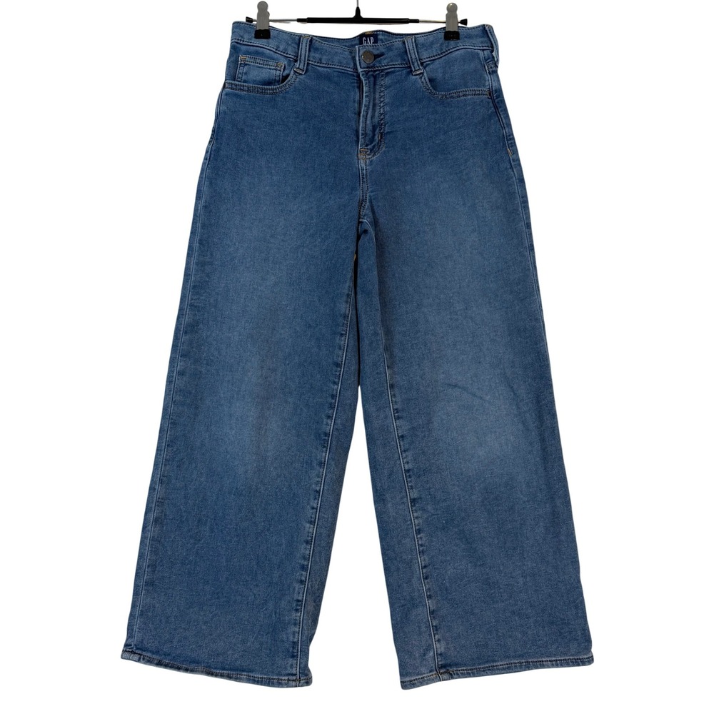Gap Kids Girls Size 16 Wide Leg Ankle Sweatpant Jeans Medium Wash Adjustable